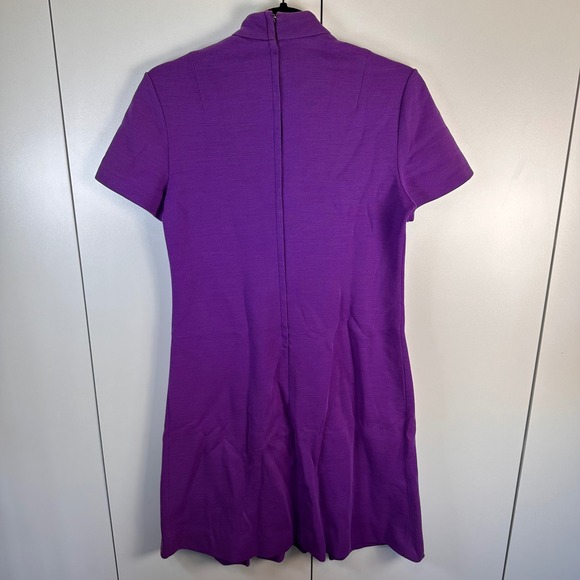 Vintage‎ Butte Womens 6 Wool Blend Knit Purple Mod Mini Dress Unique 60s Jewel - Picture 2 of 6